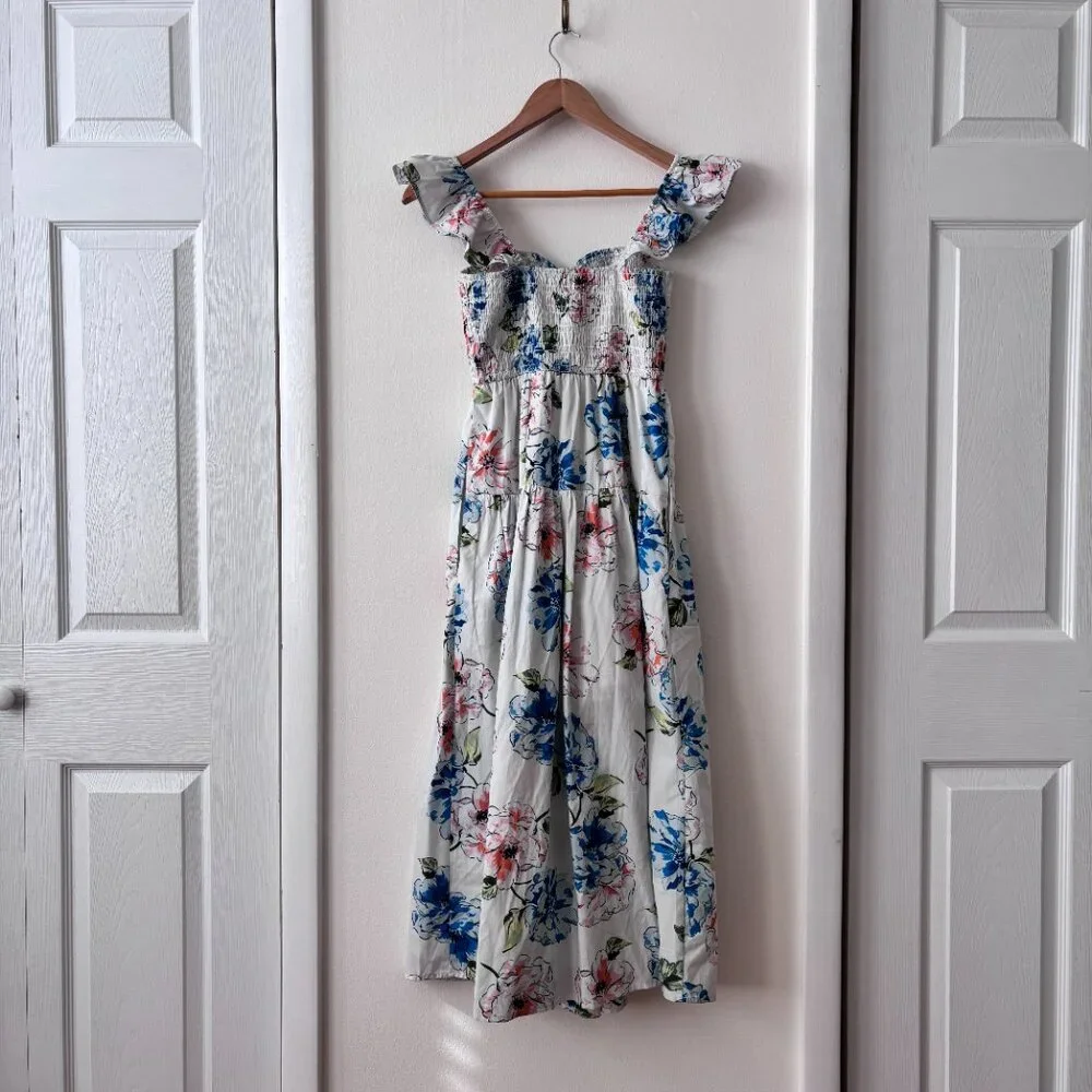 Abercrombie & Fitch Ruffle Strap Smocked Midi Dress - Picture 6 of 8